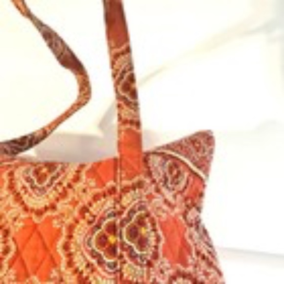 Vera Bradley Villager Tote & Wristlet Set Symphony in Hue Orange Floral Cotton - Picture 12 of 15